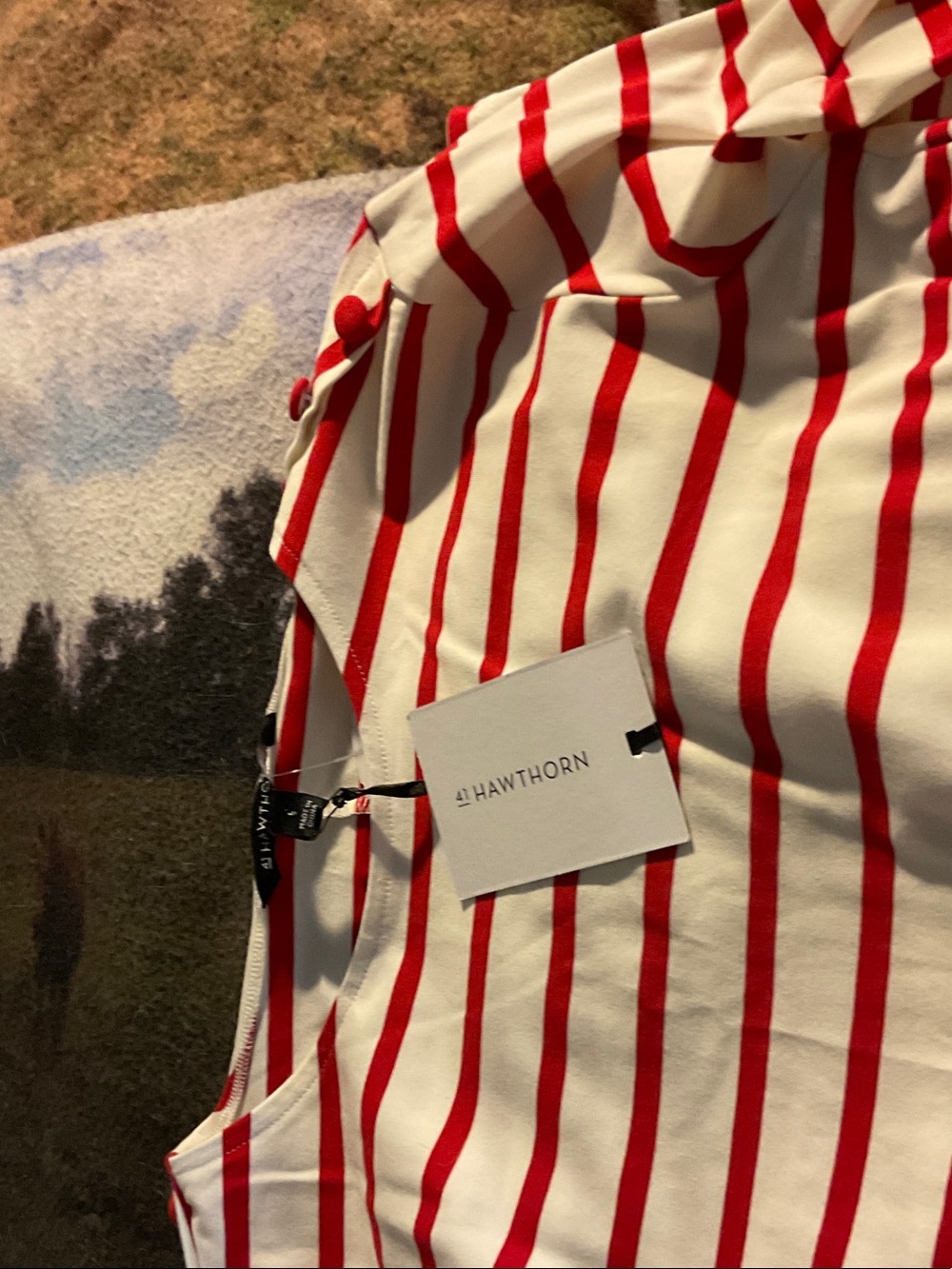 41 Hawthorn White Top with Red Stripes